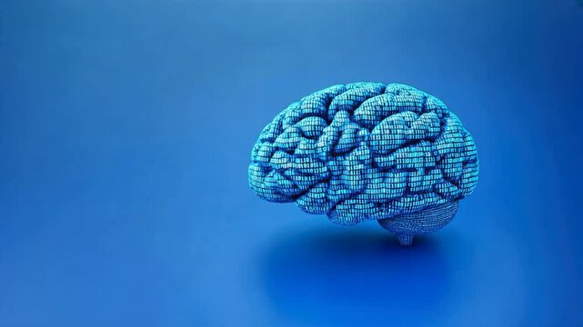 3D blue brain made of binary code, code lines, code flow, flowchart programming, data flow, Code Visualization