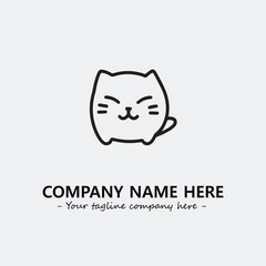 Cat illustration black and white for logo company vector image