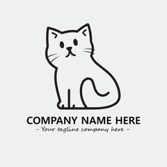 Cat illustration black and white for logo company vector image
