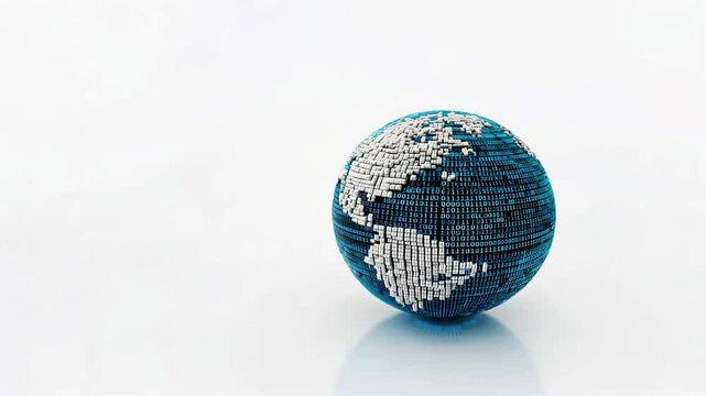 3D rendered globe made from binary code, code lines, code flow, flowchart programming, data flow, Code Visualization