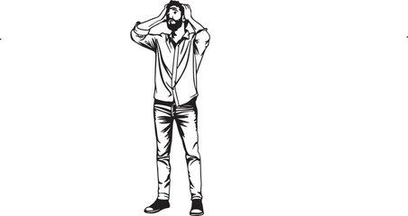 vector of a man embarrassed