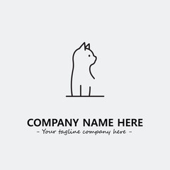 Cat illustration black and white for logo company vector image