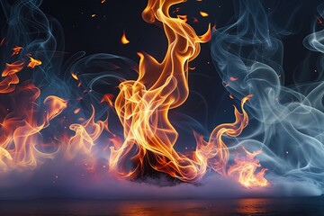 Fototapeta premium Vibrant Fire and Enigmatic Smoke Patterns for Stunning Backgrounds