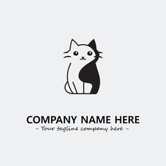 Cat illustration black and white for logo company vector image