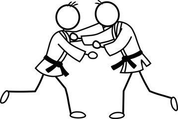 Judo - Minimalist illustration of a stick man practicing Olympic sports