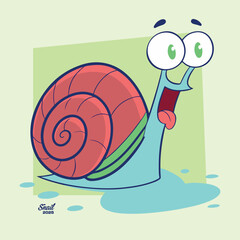Happy Cartoon Snail Smiling – Funny Colorful Slug Character Vector Illustration

