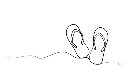 continuous one line drawing of shoes. one line flip flops illustration one line