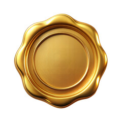 Gold wax seal isolated on transparent background. Png