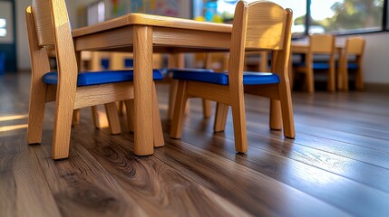 Preschool classroom furniture in focus