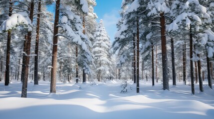 pine winter snow trees