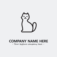 Cat illustration black and white for logo company vector image
