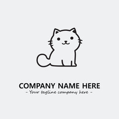 Cat illustration black and white for logo company vector image