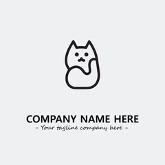 Cat illustration black and white for logo company vector image