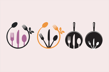 fork and spoon logo design. icon symbol for health restaurant Fork and spoon icon vector set. Restaurant utensil symbol. Dinner dish or plate with spoon and fork sign outline for apps and websites 