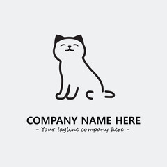 Cat illustration black and white for logo company vector image