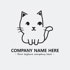 Cat illustration black and white for logo company vector image