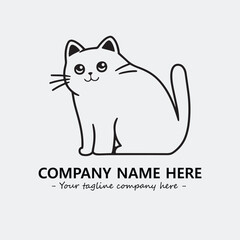 Cat illustration black and white for logo company vector image