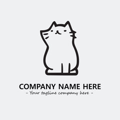 Cat illustration black and white for logo company vector image