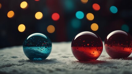 christmas balls on the snow
