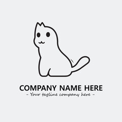Cat illustration black and white for logo company vector image