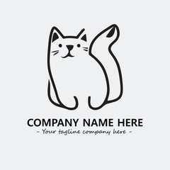 Cat illustration black and white for logo company vector image