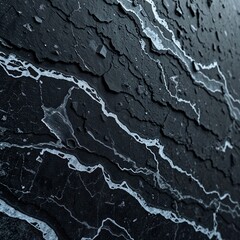 Dark Rock Texture with White Veins Natural Stone Background