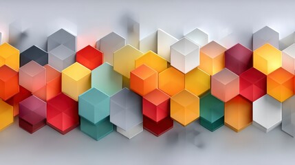 Colorful Geometric Hexagonal Shapes Arrangement on a Soft Background
