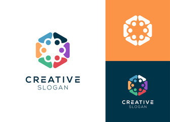Modern abstract people community logo design for work or study group
