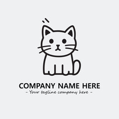 Cat illustration black and white for logo company vector image