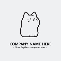 Cat illustration black and white for logo company vector image