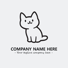 Cat illustration black and white for logo company vector image