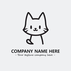Cat illustration black and white for logo company vector image