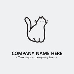 Cat illustration black and white for logo company vector image