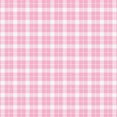 Pink plaid gingham, scottish tartan texture, grid graph paper with rhombus squares pattern, picnic napkin and curtain tablecloth, vector seamless geometric checkered fabric