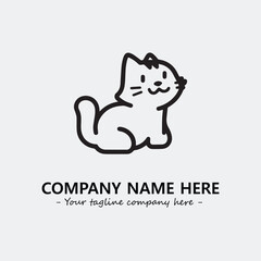 Cat illustration black and white for logo company vector image