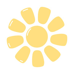 Cartoon sun simple illustration on white background