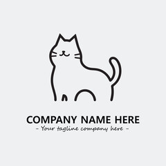 Cat illustration black and white for logo company vector image