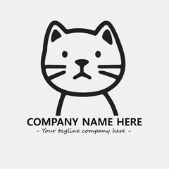 Cat illustration black and white for logo company vector image