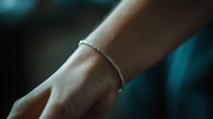 Romantic Scene with Elegant Bracelet on Hand in Soft Lighting