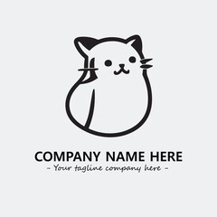 Cat illustration black and white for logo company vector image