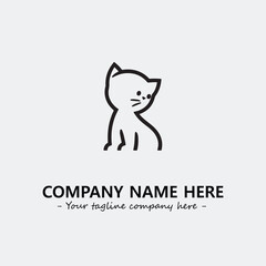Cat illustration black and white for logo company vector image