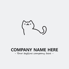 Cat illustration black and white for logo company vector image