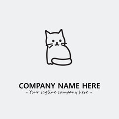 Cat illustration black and white for logo company vector image