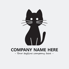 Cat illustration black and white for logo company vector image
