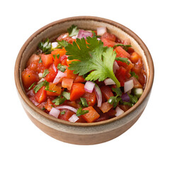 Traditional mexican salsa in a bowl isolated on white background.