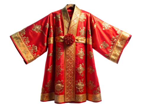a red robe with a gold design