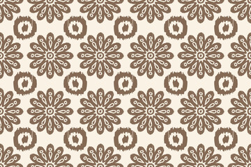 Abstract floral seamless pattern with vintage ikat motifs and botanical elements for fabric and wallpaper all over flower blossom traditional textured.Design for texture, fabric, clothing