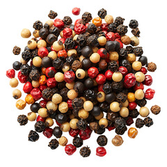 Colorful peppercorns spice blend aromatic culinary ingredient  isolated on transparent  background