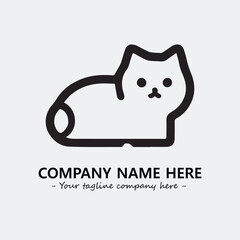 Cat illustration black and white for logo company vector image
