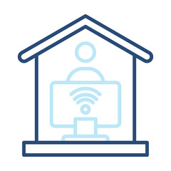 Online Icon Two Color Outline Style. Vector Illustration For Graphic Design